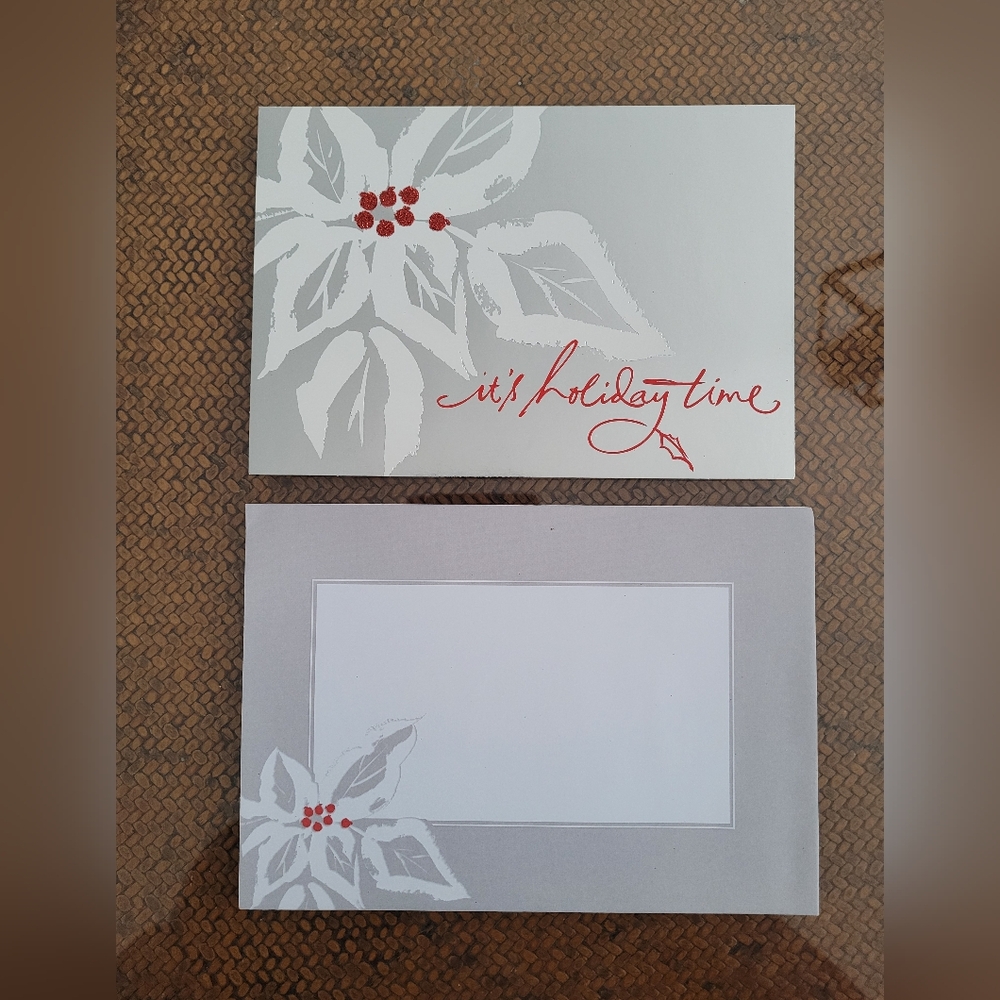 15/$22 Holiday Greeting Card with Red and Gray Design